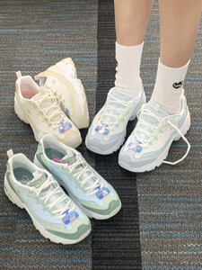 Skechers斯凯奇小冰熊春夏网面女鞋拼色厚底熊猫鞋老爹鞋896209