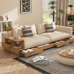 沃尔琦康纳利真皮沙发意式极简大平层直排实木现代原木风像素沙发