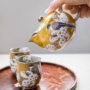 日本进口九谷烧陶瓷泡茶壶马克杯汤吞对杯冰裂纹茶杯茶具套装礼物
