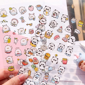 可爱儿童卡通贴纸动物熊猫企鹅狗狗鹦鹉小猫咪防水韩国手账帐咕卡