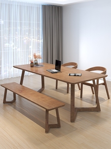 北欧纯实木餐桌椅组合小户型家用饭桌长条书桌现代简约客厅办公桌