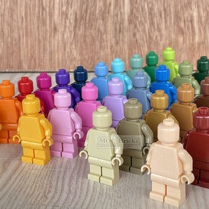 MOC小颗粒塑料拼装积木玩具素色人仔人偶多色可涂鸦DIY装饰摆件