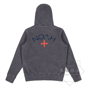 Noah Zip Front Hoodie 十字水洗开衫连帽衫加绒外套拉链卫衣男女