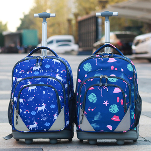 2021新款初高中小学生拉杆书包男女孩拖背包两用带轮旅行箱大容量