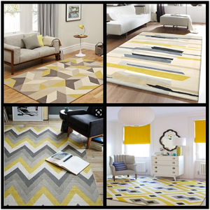 北欧几何图案地毯客厅长方形茶几垫 卧室房间简约现代床边垫家用