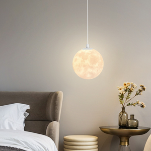 北欧3D打印月球吊灯现代简约儿童房餐厅卧室书房个性家用星球吊灯