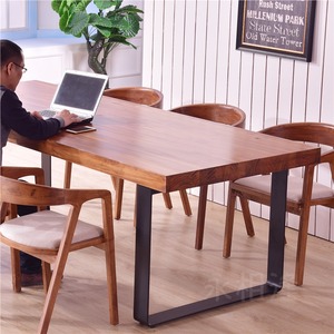 实木会议桌长条桌美式简约大板培训桌工作台电脑桌子办公桌椅组合