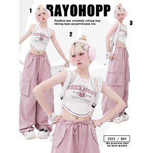 Rayohopp无袖背心女夏季新款美式创意字母印花辣妹百搭短款上衣潮