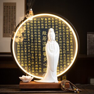 新中式观音菩萨佛像倒流香家用供奉观世音客厅玄关电视柜装饰摆件
