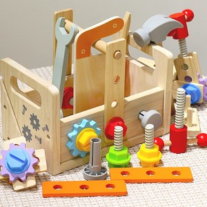 儿童木制拆装螺丝螺母手提工具箱操作台 仿真拼装过家家益智玩具