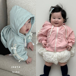 24春韩国童装正品代购包邮 婴幼儿休闲卫衣 女宝宝蝴蝶结带帽外套