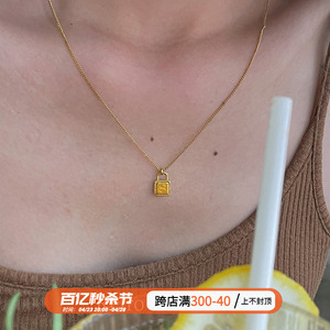 「私人定制」ins同款银镀18K金项链定制锁头字母项链锁骨链可调节