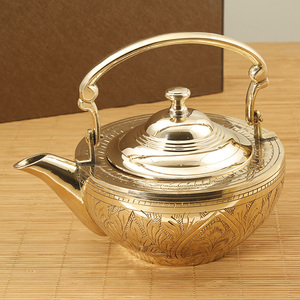 铜壶纯手工纯黄铜进口茶具煮茶壶餐具防漏创意补铜元素养生壶0.6L