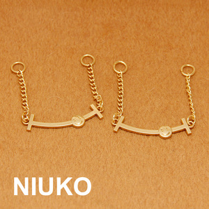 NIUKO 精致金色链条笑脸装饰服装辅料环扣金属条装饰片箱包挂件扣