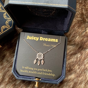 轻奢JUICY DREAMS复古水晶流苏捕梦网幸运许愿925银手链 项链