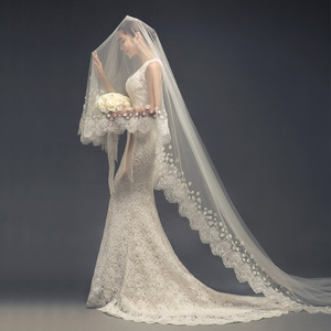 新娘头纱主婚纱新款韩式2023超长款3米结婚拍照写真超长拖尾蕾丝