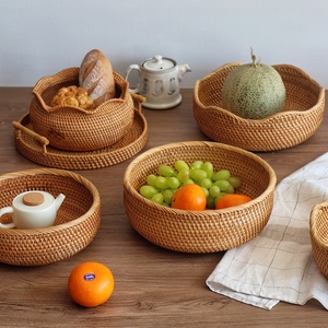 越南藤编水果篮子馒头筐家用竹编客厅茶几零食收纳盒手工编织果盘