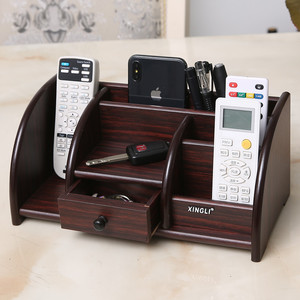 创意客厅手机置物架茶几桌面遥控器摇木质办公桌多功能欧式收纳