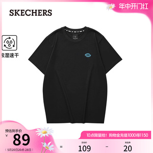 Skechers斯凯奇2024年夏季新款女子针织短袖简约百搭宽松T恤衫