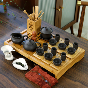 乌龙茶紫砂闻香杯套装茶艺表演茶道茶艺培训学习整套茶具茶盘