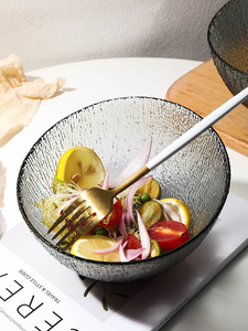 日本进口MUJIE斜口沙拉碗高颜值水果盘拌蔬菜玻璃碗单个大号日式