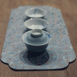 |勿念|《水漾蓝》青瓷元宝小盖碗 小号盖碗 便携旅行包茶具