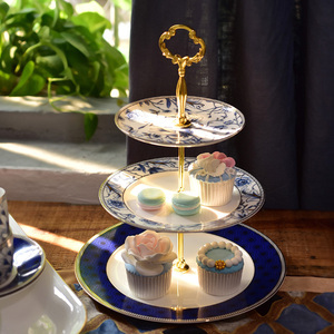 欧式点心盘高档英式水果盘客厅创意蛋糕架糖干果盘下午茶陶瓷精致