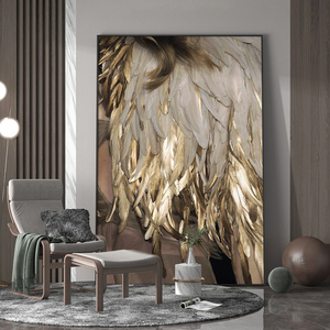 现代简约抽象羽毛客厅装饰画油画轻奢沙发背景墙壁画大气卧室挂画