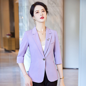紫色西装外套女春2023新款小个子时尚气质修身高级感休闲西服套装