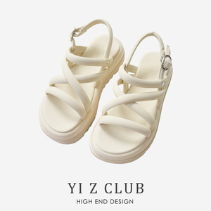 Yi Z CLUB 夏日度假风镂空交叉带沙滩休闲露趾凉鞋春夏女鞋子0.87