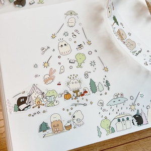 无用小猫 | 原创松树幽灵pet胶带可爱小动物手账素材贴纸咕卡装饰