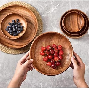 无漆沙拉原木相思木整木水果沙拉碗原色实木深碟和风木碗木盘餮具
