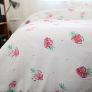 翻糖草莓卡通风可爱少女风全棉斜纹单件床单被套定做纯棉三四件套