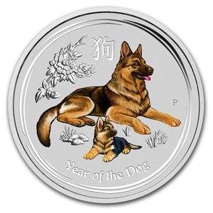 2018年狗年澳大利亚生肖彩色纪念币/狗年纪念银币/狗年生肖币