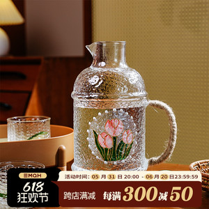 复古冷水壶玻璃壶热水壶耐高温可加热大容量煮茶养生泡茶冰箱家用