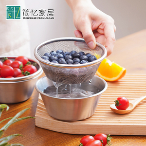 日本迷你不锈钢沥水篮304小号家用洗水果淘米洗菜厨房神器料理碗