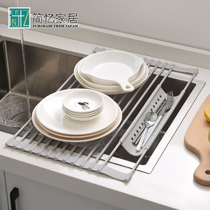 日本厨房水槽沥水架硅胶洗菜沥水垫可折叠放碗筷碗碟收纳置物架