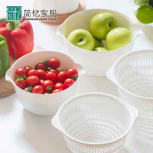 日本进口厨房洗菜篮塑料沥水篮打蛋碗洗菜盆沙拉碗水果盘果篮果盆