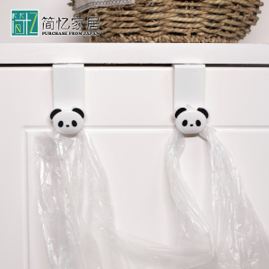 日本进口垃圾袋挂钩厨房塑料袋吊钩橱柜门后熊猫挂钩免钉挂架2P