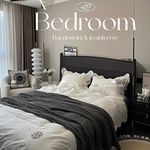 北欧全实木床黑色床复古风现代简约1.8双人床主卧1.5米经济型家具
