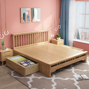 北欧温莎床实木床1.8米双人现代简约1.5米婚床经济型原木色日式床