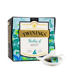 川宁twinings 缤纷薄荷叶茶15袋盒装 大叶白金三角袋泡茶23年新货