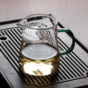 公杯耐热茶漏一体月牙绿茶带过滤功夫茶茶具加厚大容量玻璃公道杯