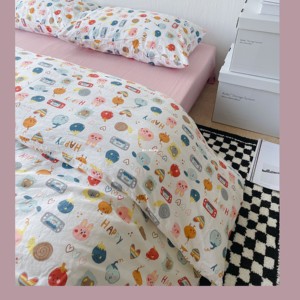 卡通可爱小兔子全棉水洗棉四件套纯棉儿童房床单被罩双人床品套件
