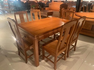菠萝格木全实木方台简约红木格木长方形餐桌饭桌