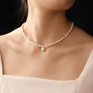 轻奢正品高端品质天然珍珠水滴项链925纯银锁骨链精致礼物女婚礼