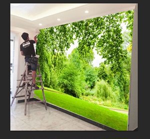 电视背景墙壁纸影视墙装饰大自然风景画森林树林植物墙纸壁画墙布