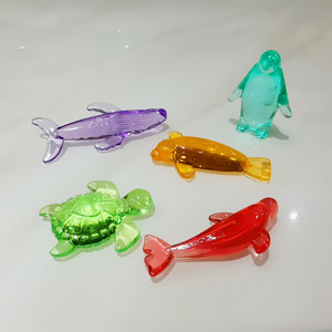 儿童宝石海洋动物乌龟鲸鱼鲨鱼企鹅水晶玩具亚克力摆件小孩过家家
