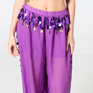 夏季女裤印度舞裤子肚皮舞裤子灯笼裤薄款雪纺裤下装演出服子紫色