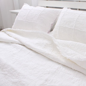 外贸出口美式绣花白色纯棉韩国绗缝被三件套欧式床盖夏凉被空调被